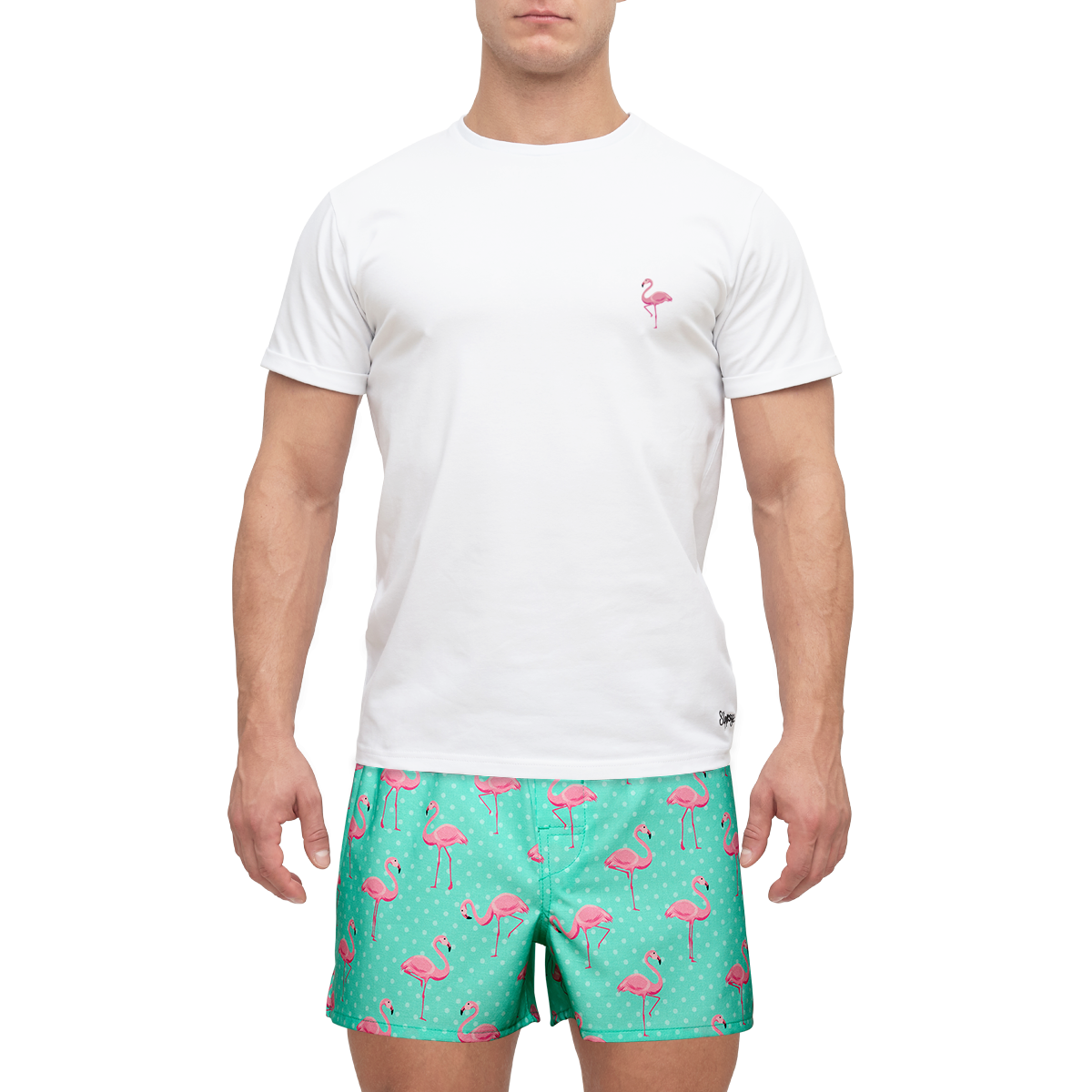 E-shop Slippsy Pánske tričko Flamingo biele /L