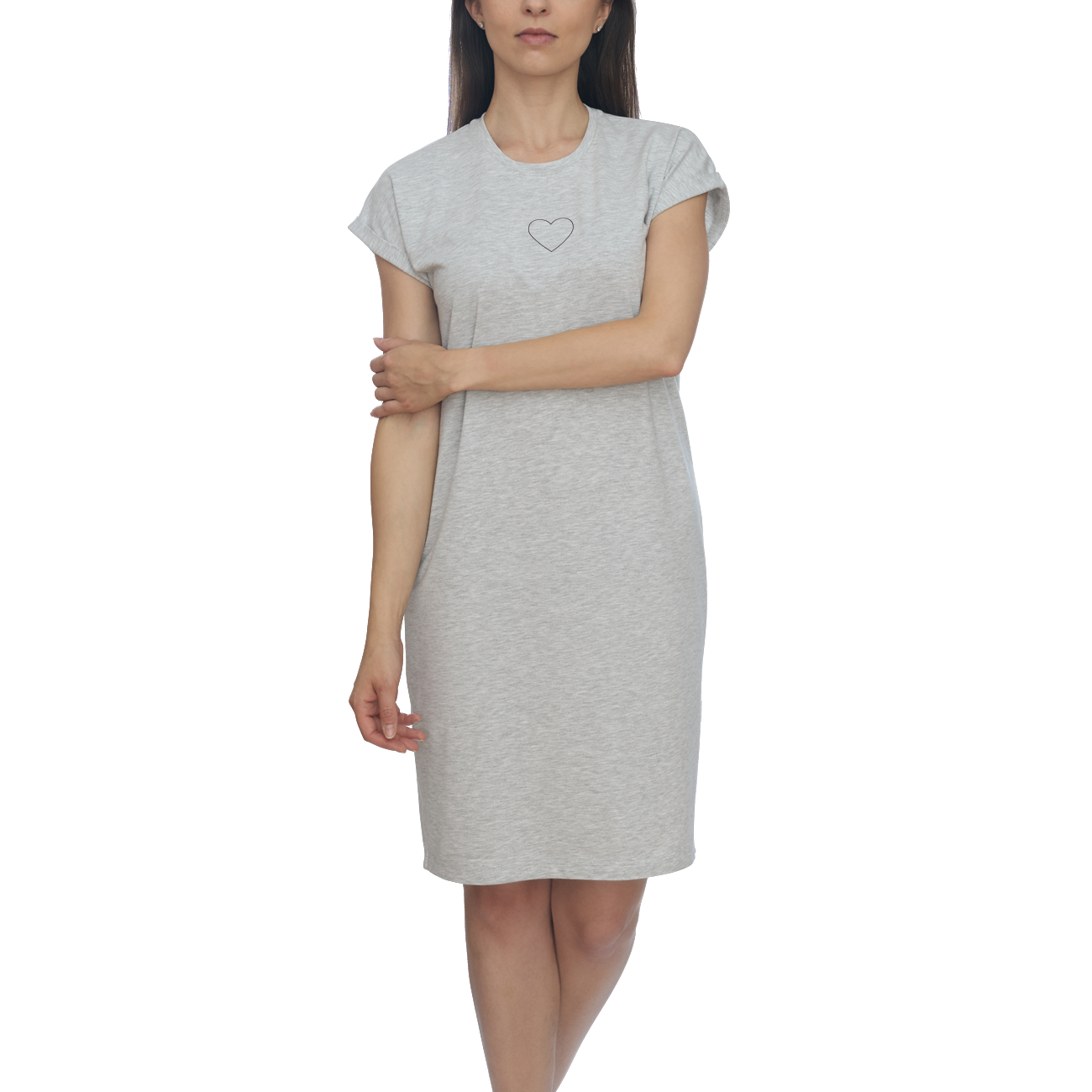 E-shop Slippsy Hearts T- Dress Light gray /L